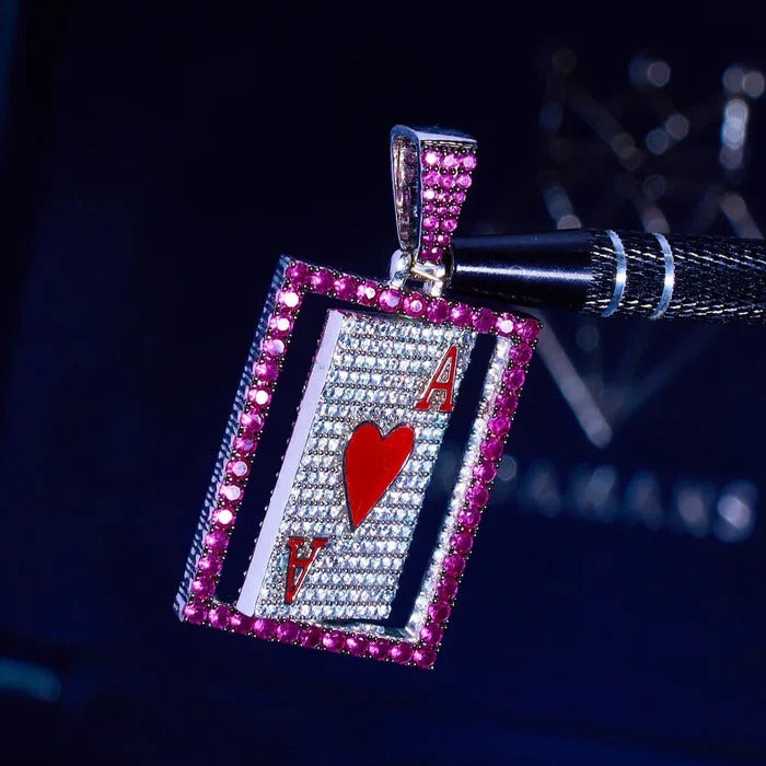 Classy Jewels MOISSANITE SPINNING ACE CARD PENDANT - 925 SILVER - D COLOUR - VVS1