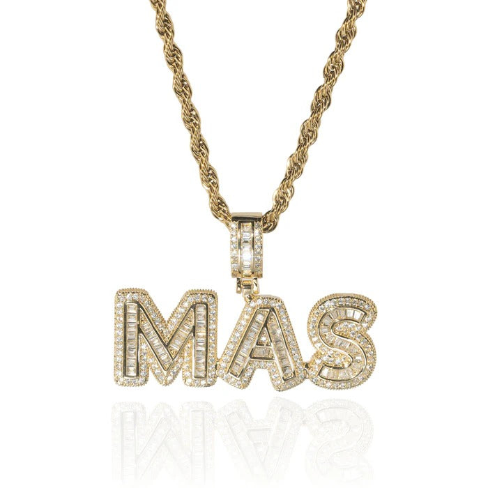 Classy Jewels Custom Baguette Font Pendant