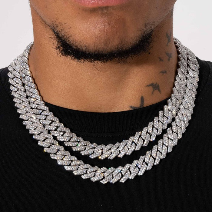 CLASSY JEWELS 14mm Monaco Chain - White Gold