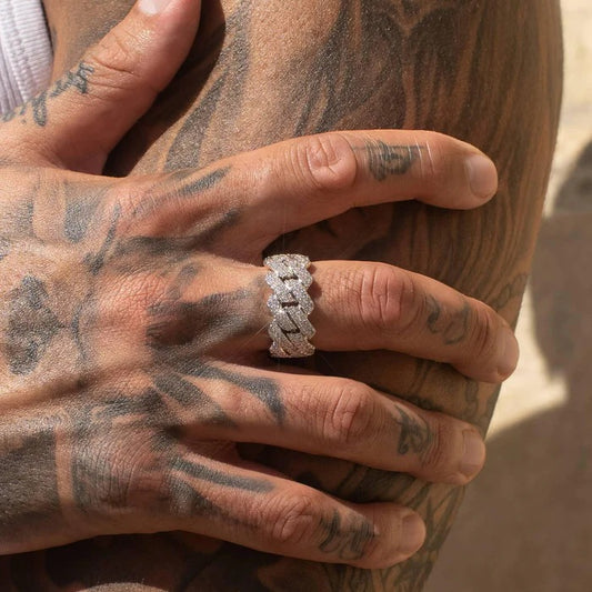 CLASSY JEWELS Cuban Moissanite Ring - 925 Silver - D Colour - VVS1