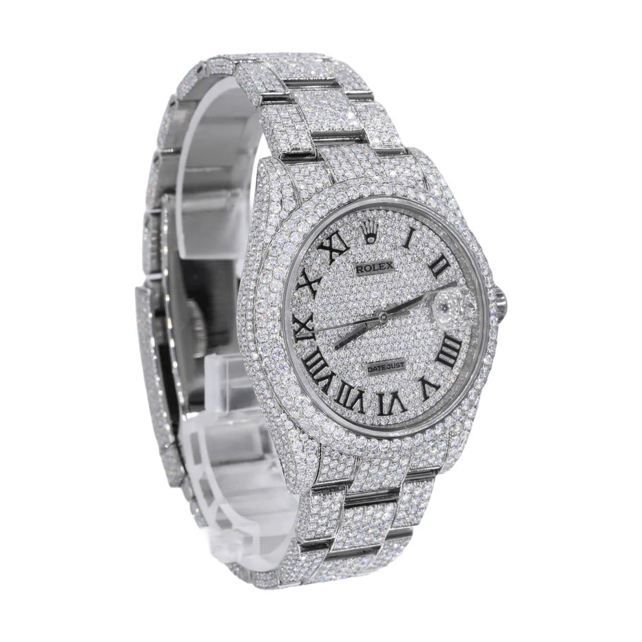 Rolex 41MM Moissanite Diamond Two Row Bezel Watch 22CT