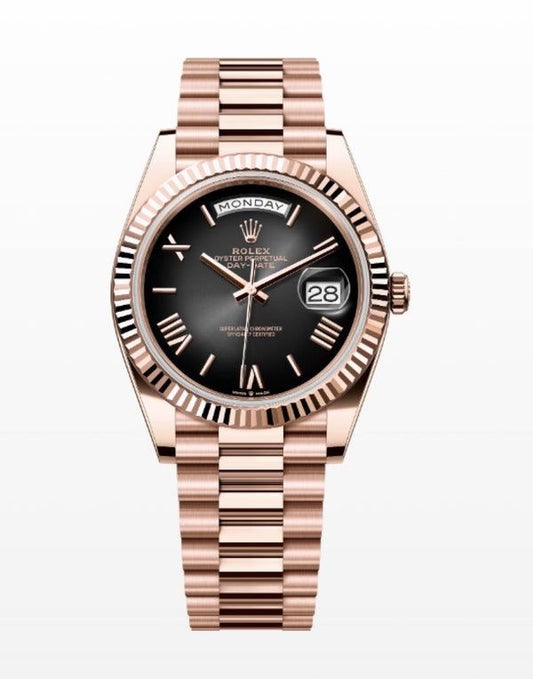 Exclusive Rolex Day Date 2024 Rosegold Black Dial Swiss ETA Automatic Men’s Watch