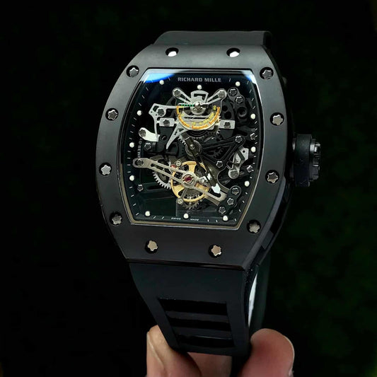 Richard Mille RM 057 Tourbillon Full Black Skeleton Dial Automatic Mens Watch