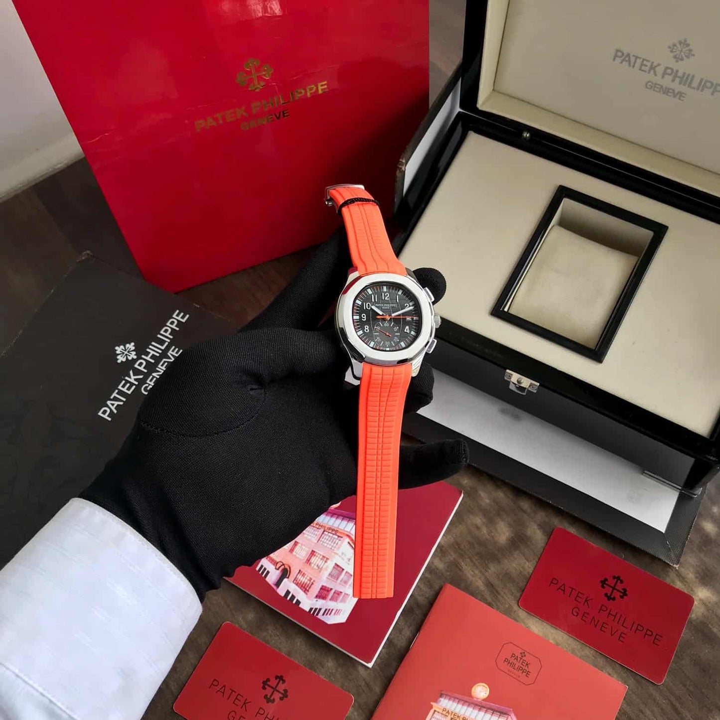 Patek Philippe Aquanaut Chronograph 5968A Orange Strap Automatic Men’s Watch