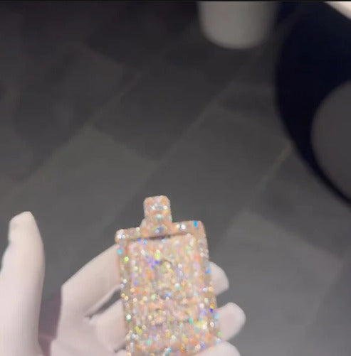 Real Moissanite Diamonds Men Layered Name Pendant without Chain, Custom Name, Alphabet, Letter, Real Solid 925 Silver, 14k Rose Gold Plated