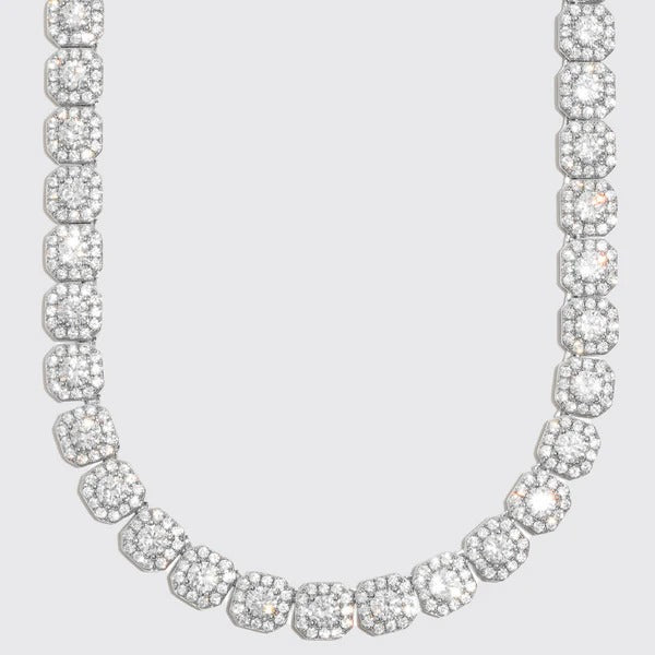 Classy Jewels 10mm Clustered Tennis Chain - White Gold