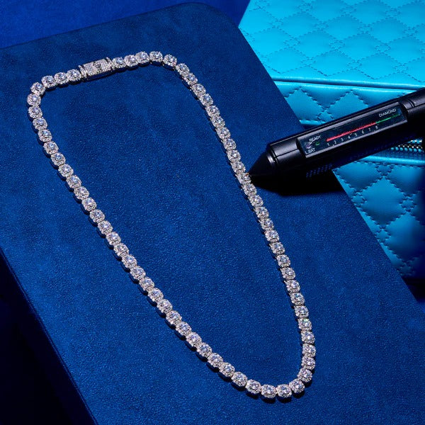 Classy Jewels Micro Moissanite Clustered Tennis Chain - 925 Silver - D Colour - VVS1