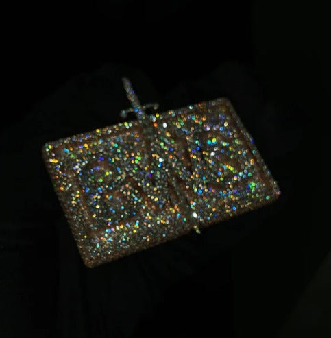 D Color VVS1 Moissanite Diamonds Men Layered Logo Pendant, Custom Logo Pendant, Solid 925 Sterling Silver, Rhodium Plated, Hip Hop Jewelry