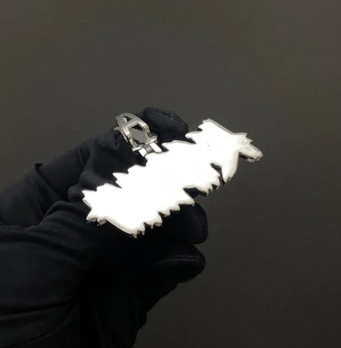 Real Moissanite Diamonds Men's Layered Name Pendant, Custom Name, Rhodium-Plated 925 Sterling Silver, VVS Moissanite, Passes Diamond Tester