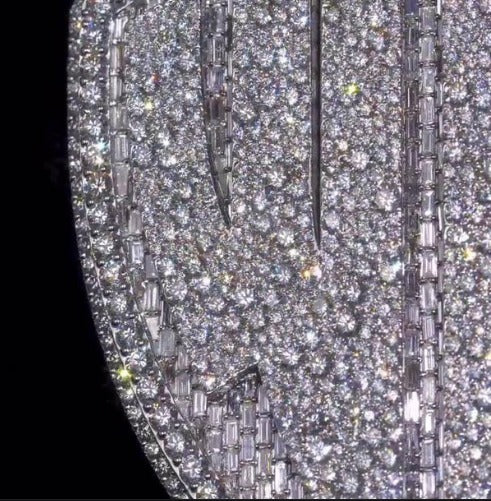 55CT VVS Moissanite Iced Out Custom Pendant – 4" Hip Hop Necklace – Personalized Two-Letter Bling – Baguette & Mosaic Details – Rapper Gift