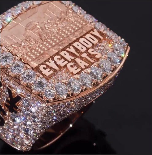 Custom Iced Out Championship Ring, 925 Sterling Silver & VVS Moissanite, Personalized Hip Hop Bling Ring, Men's Statement Jewelry