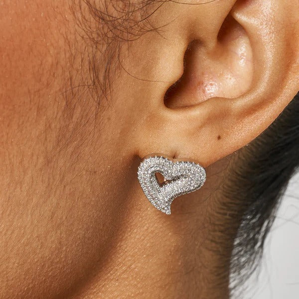 Classy Jewels S925 Heart Earring - White Gold