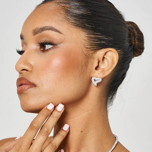 Classy Jewels S925 Heart Earring - White Gold