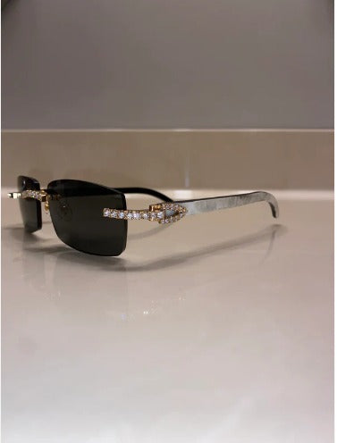 Iced out moissanite Rimless Sunglasses Detroit style sunglasses