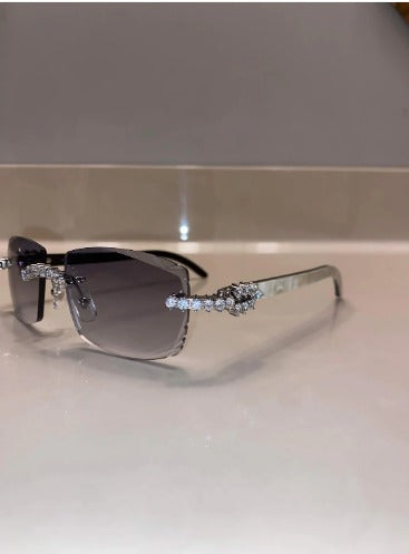 Iced out Rimless Sunglasses Detroit style Buffs 50 pointers