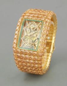 Regal Horizon Gold Lab-Grown Diamond Watch with baguette Detailing A Fusion of Royal Brilliance and Modern Precision