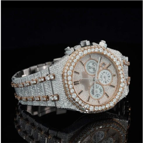Fabulous Iced Out Bust Down Moissanite Diamond Automatic Watch