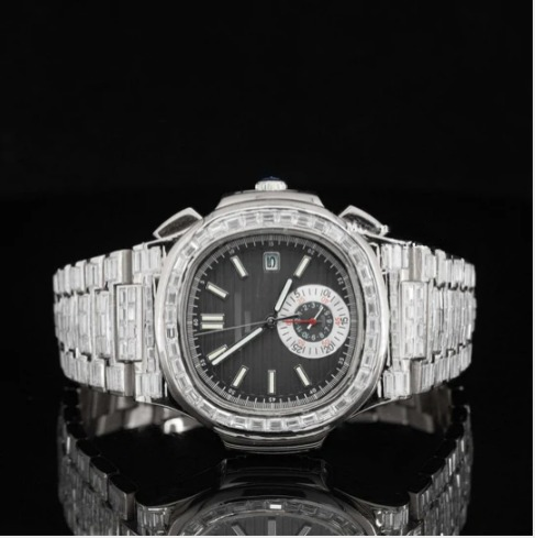 Exceptional Iced Out Moissanite Watch With Automatic Chronograph Waterproof Watch For Men