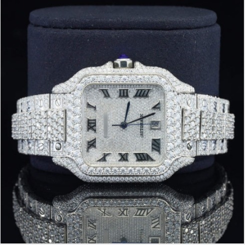 Brilliant Roman Number Moissanite Watch Fully Iced Out