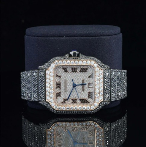 Fantastic Fully iced Out Moissanite Watch Jet Black Automatic