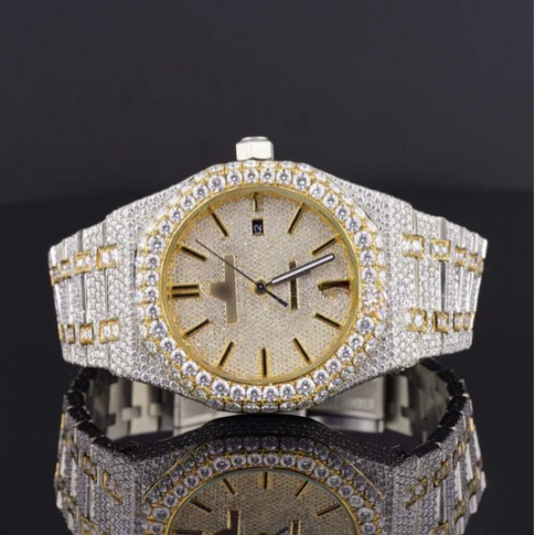 Elegant Iced Out Moissanite Watch For Men Sapphire Crystal Glass