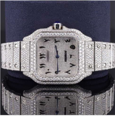 Moissanite Watch Iced Out Automatic Arabic Style Watch