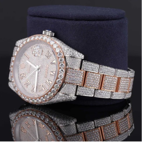 Elegant Look Fully Iced Out Business Style Moissanite Watch