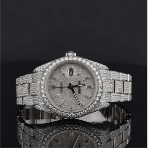 Fancy Two Tone Fully Diamond Iced Out Automatic Moissanite Watch