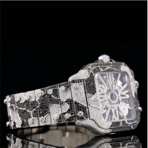 Luxury Aesthetic Snake Skin Pattern Iced Out Moissanite Watch