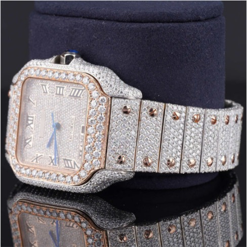 Stylish Fully Iced Out Moissanite Watch With Date Function