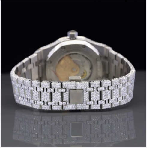 Moissanite Diamond Arabian Number Iced Out Bust Down Automatic Watch