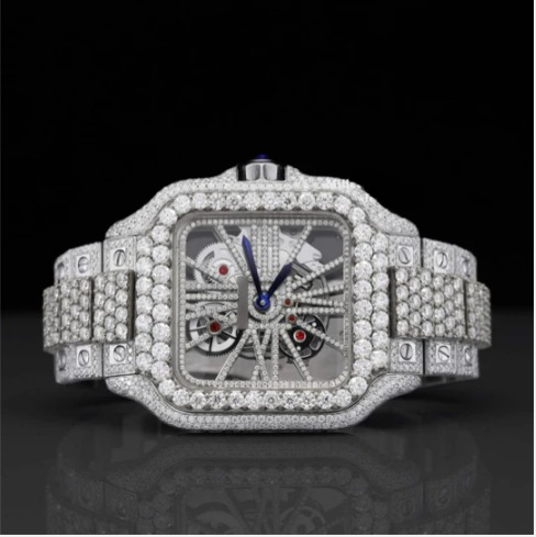 Aesthetic Two Tone Moissanite Watch For Men Automatic Movement