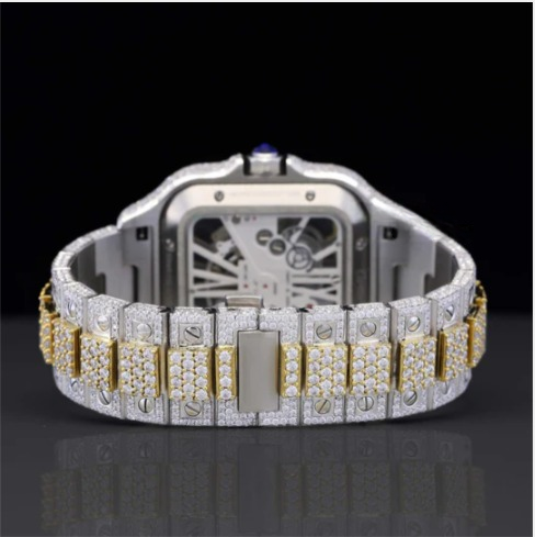 Aesthetic Two Tone Moissanite Watch For Men Automatic Movement