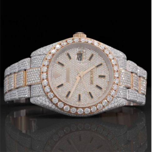 Classic Fully Iced Out Moissanite Watch With Japan Automatic Movement For Men