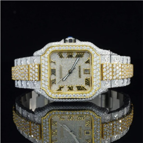 Awesome Iced Out Moissanite Watch For Men Sapphire Crystal Glass