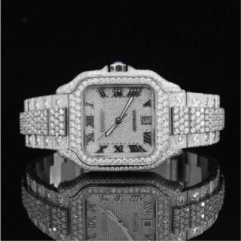 Awesome Iced Out Moissanite Watch For Men Sapphire Crystal Glass