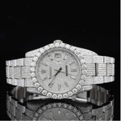 Fully Iced Out Swiss ETA Two Tone Moissanite Watch For Men