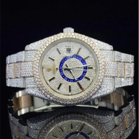 Fabulous White Dial Moissanite Diamond Watch for men