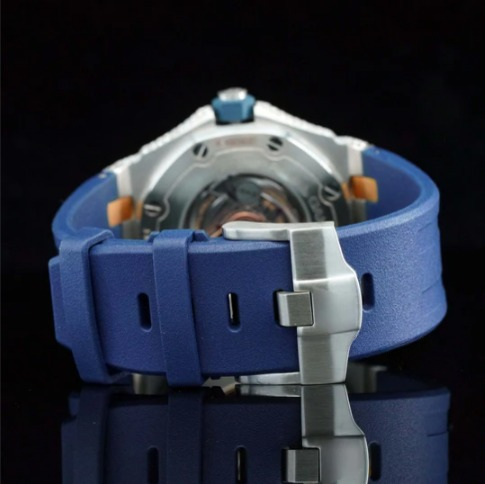 Moissanite Watch Iced Out Blue Color Rubber Belt Automatic Watch For Men
