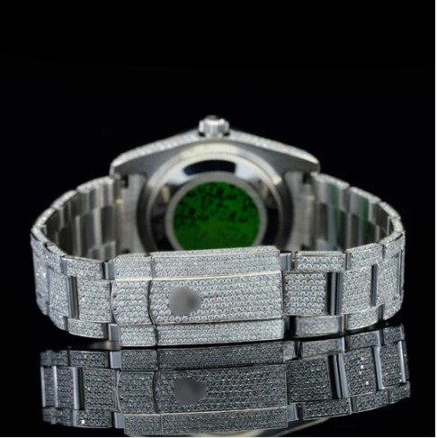 Stylish Marvelous Iced Out White Dial Moissanite Watch