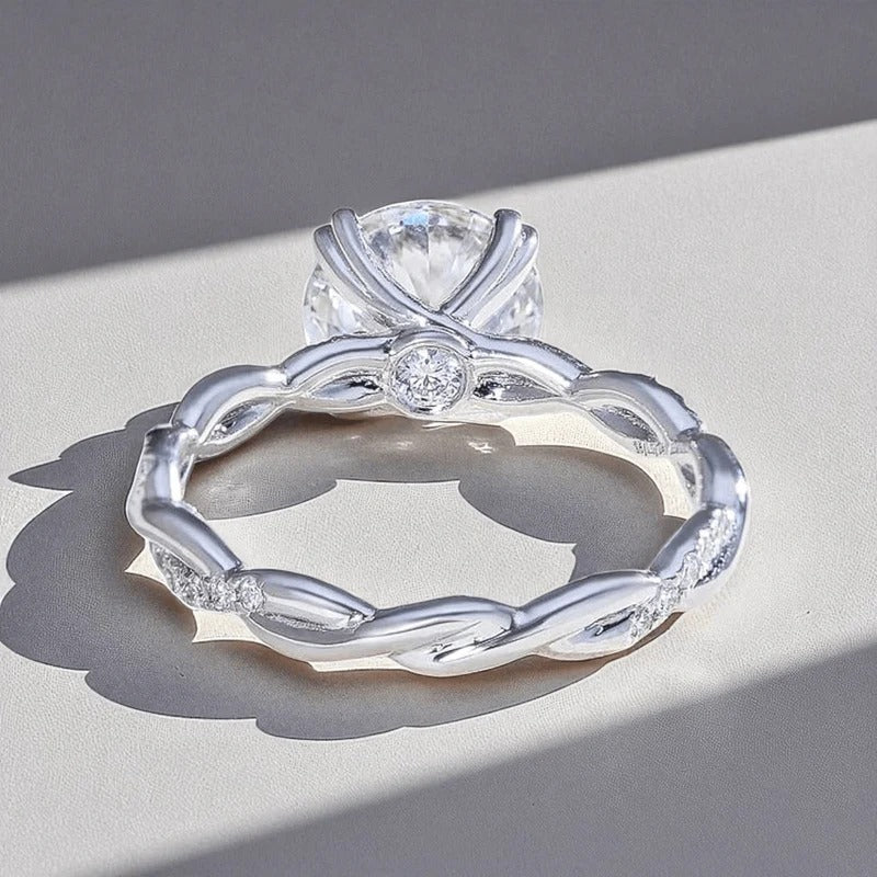 Classy Jewels Twisted Love 2 Ct Round Solitaire Ring (heart prongs)