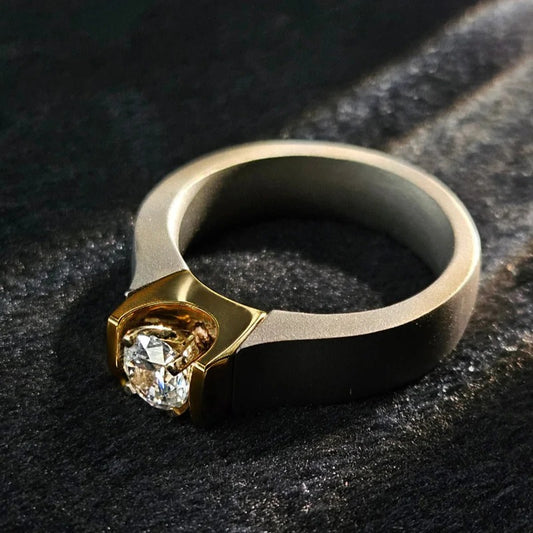 Classy Jewels 0.5 Ct Obsidian Flame Titanium Ring