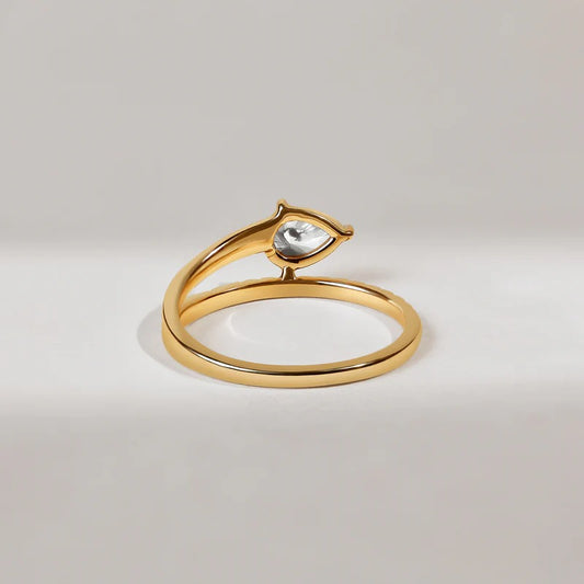 Classy Jewels Shining Bloom 0.5 Ct Pear Solitaire Ring