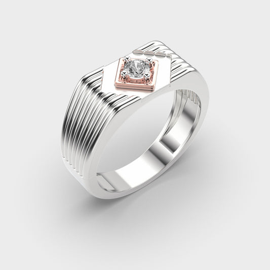 Men’s Moissanite Engagement Ring – Two-Tone Square Bezel Modern Band