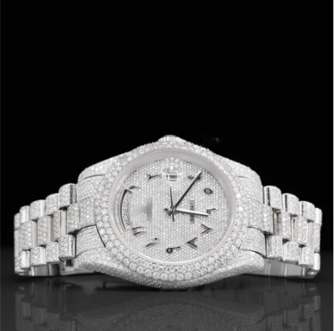Exquisite Fully Moissanite Watch With Arabic Number Iced Out Automatic Watch