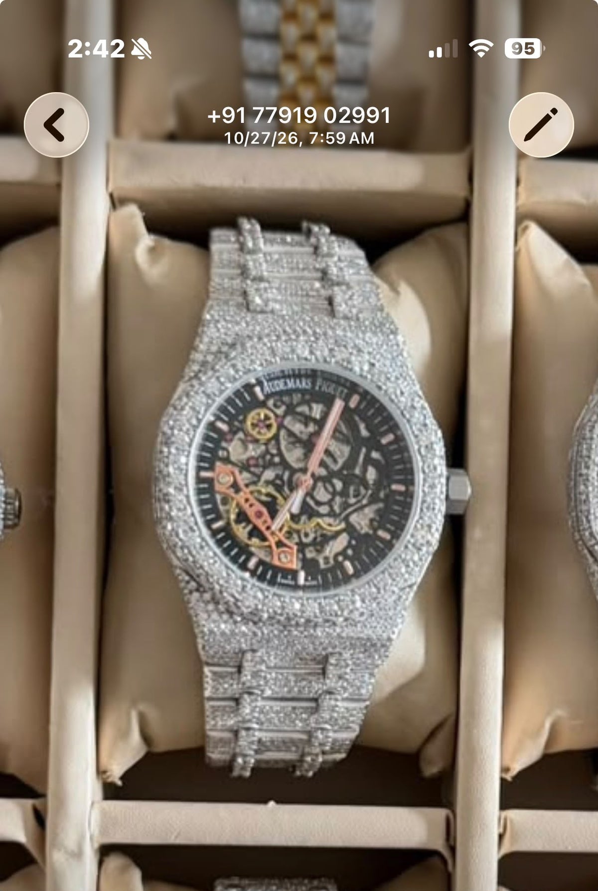 AP Stainless Steel 41MM Moissanite Diamond Watch 25CT Studded Band (Copy)