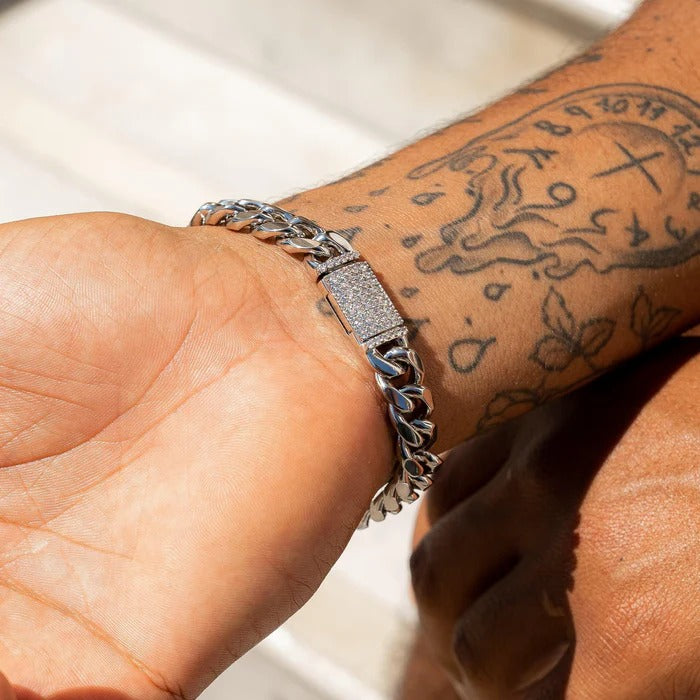 CLASSY JEWELS 10mm IGI Diamond Clasp Cuban Bracelet - 5.3ctw - VVS1 - White Gold