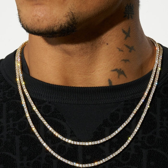 CLASSY JEWELS 3mm IGI Diamond Tennis Chain - 15.3ctw - VVS1 - Gold