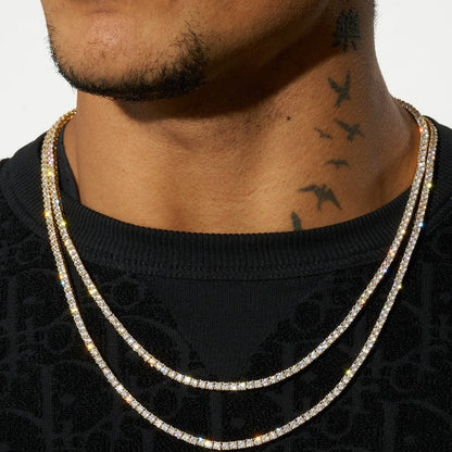 CLASSY JEWELS 3mm IGI Diamond Tennis Chain - 15.3ctw - VVS1 - Gold