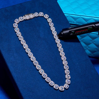 CLASSY JEWELS 10mm IGI Diamond Clustered Tennis Chain - 47.6ctw - 925 Silver